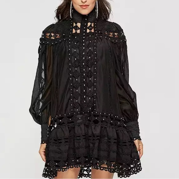 Brand New‼️‼️🌞ZIMMERMANN BLACK STUDDED DRESS s - Picture 4 of 7